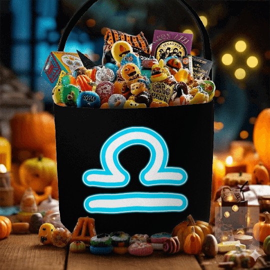 Libra Zodiac Sign Neon Blue Fabric Baskets