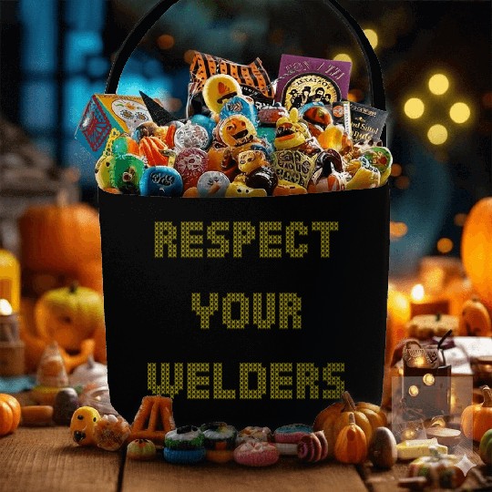 Respect Your Welders Yellow Cross Stitch Fabric Baskets