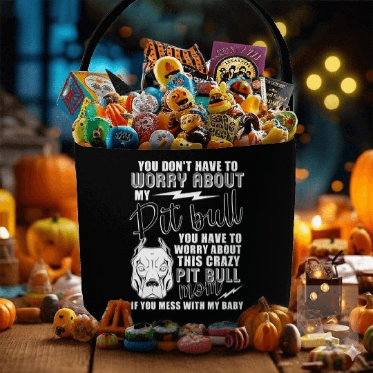 Crazy Pitbull Mom I Love My Pitbull Fabric Baskets