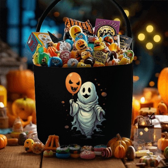 Balloon Halloween Trick Or Treat Spooky Boo Ghost Fabric Baskets