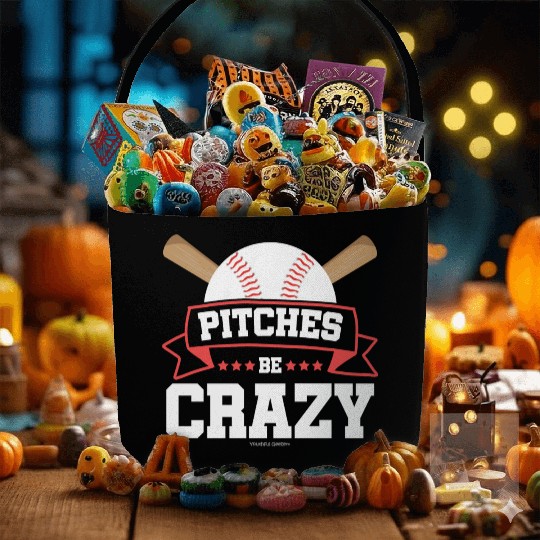 Pitches Be Crazy Baseball Lover Fabric Baskets