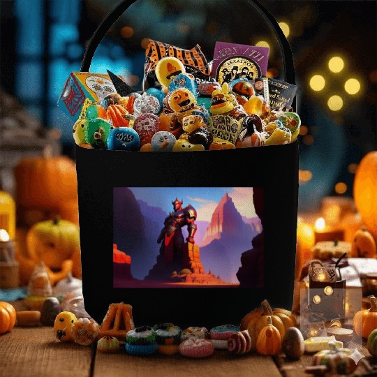 Khorne statue in the depths of the grand canyon Fabric Baskets