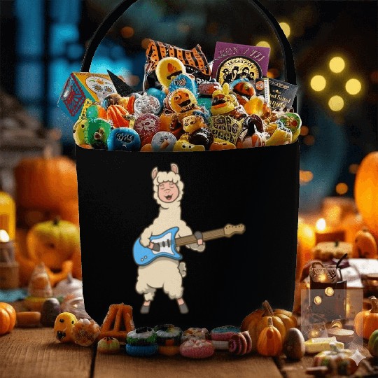 Comic Llama Plays Electric Guitar Fabric Baskets