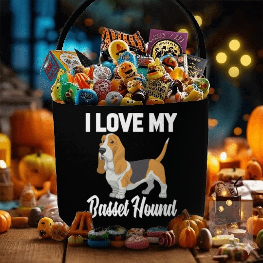 I Love My Basset Hound Fabric Baskets Funny Gifts For Men