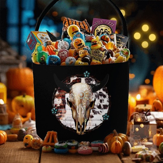 Bull Skull Western Fabric Baskets