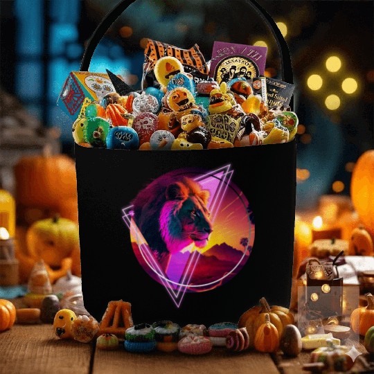Synthwave desert Lion Fabric Baskets