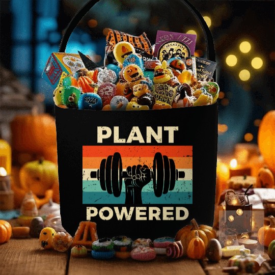 Retro Plant Powered Gym Workout Fabric Baskets