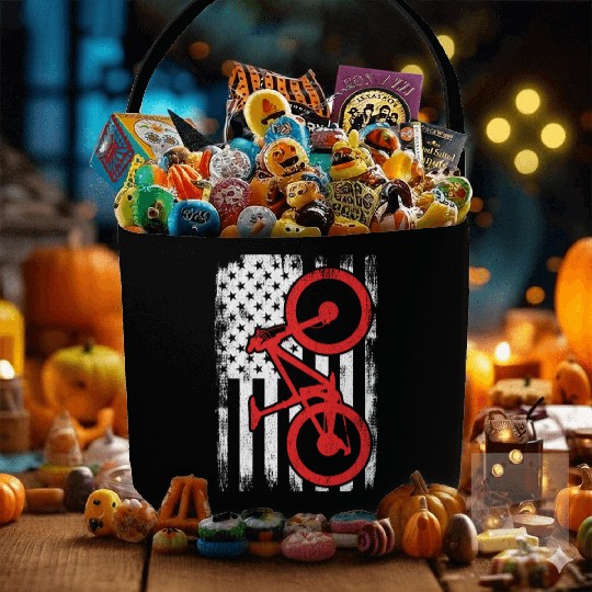 Patriotic US Mountain Biker Fabric Baskets