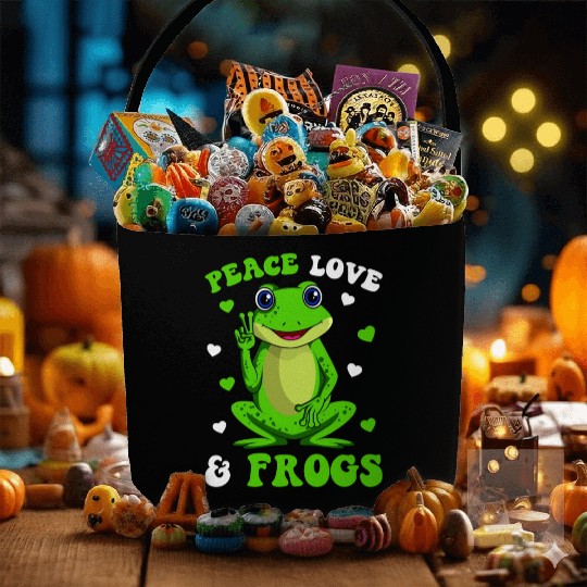 Peace Love Frogs Lover Frog Kids Girls Women Fabric Baskets