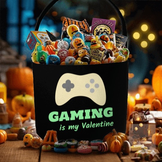 Gaming Is My Valentine Light Green Fabric Baskets