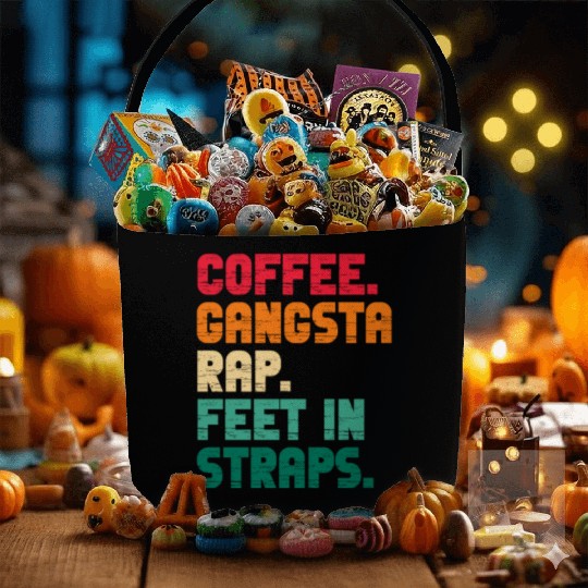 Coffee Gangsta Rap Feet In Straps Vintage Fabric Baskets