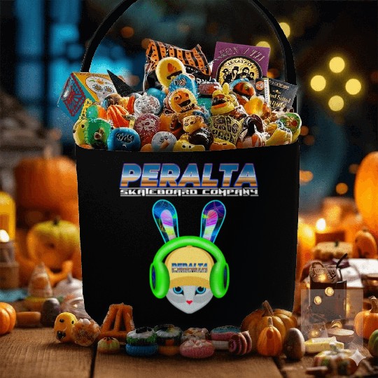 Hip Hop Cat With Bunny Ears Headphones Easter Fabric Baskets