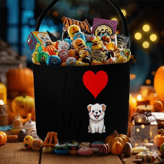 I love my dog ,dogs lover , Heart , cute dog Fabric Baskets