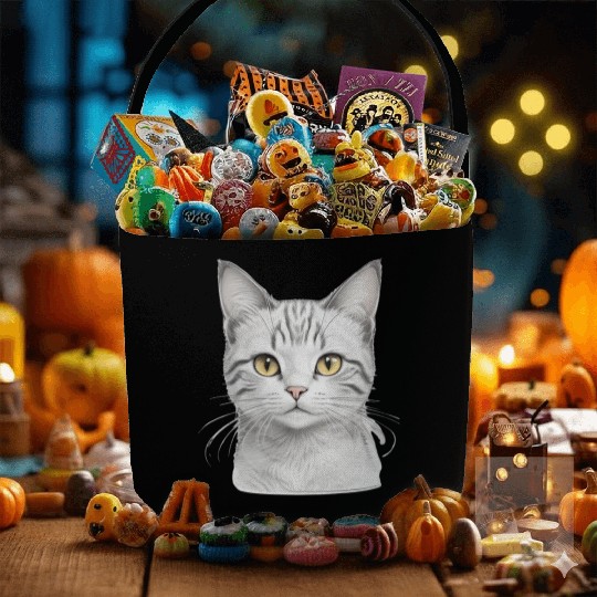 Aesthetic Cute Kitty Realisting Sketch Fabric Baskets