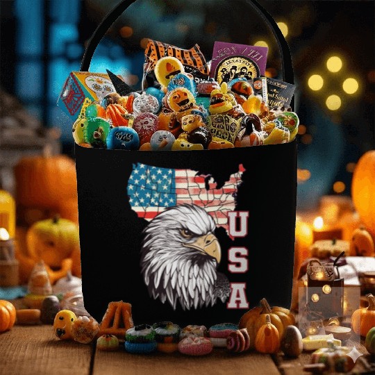 gift idea bald eagle american flag Fabric Baskets