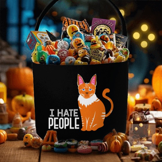 I Hate People Cat Lover Kitten Cats Funny Fabric Baskets