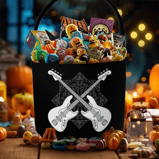 Bass Guitar Bassist Pattern Fabric Baskets