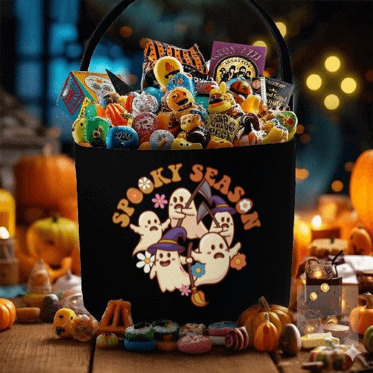 Halloween Spooky Season Boo Ghost Grim Reaper Fabric Baskets