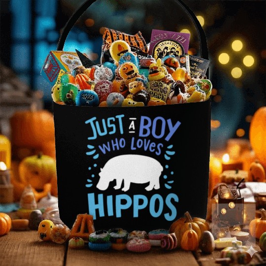 Kids Hippo Hippopotamus Just A Boy Who Loves Hippo Fabric Baskets