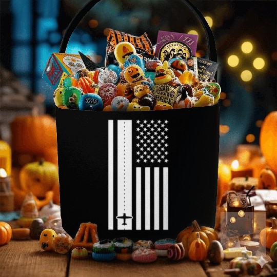 Aircraft Pilot USA Flag Runway Fabric Baskets