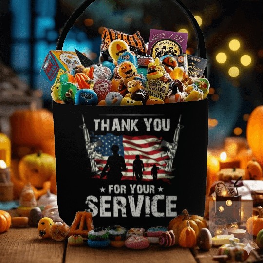Thank You For Your Service US Flag Veterans Day Fabric Baskets