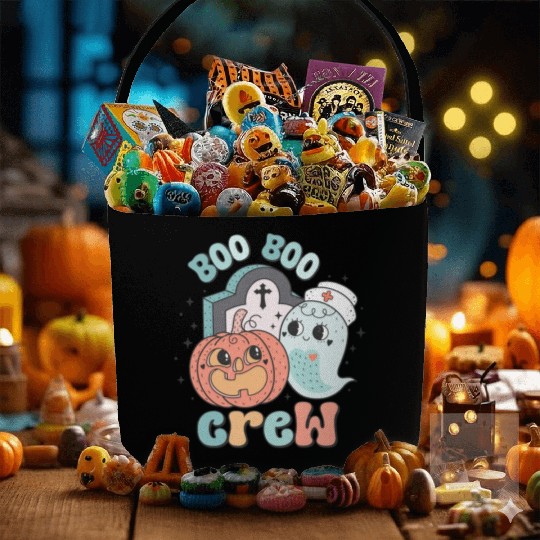 Boo Boo Crew Nurse Funny Ghost Women Halloween Fabric Baskets
