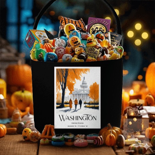 Watercolor painting loving couple in Washington DC Fabric Baskets