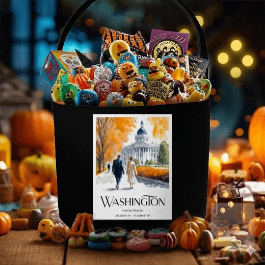 Watercolor painting loving couple in Washington DC Fabric Baskets