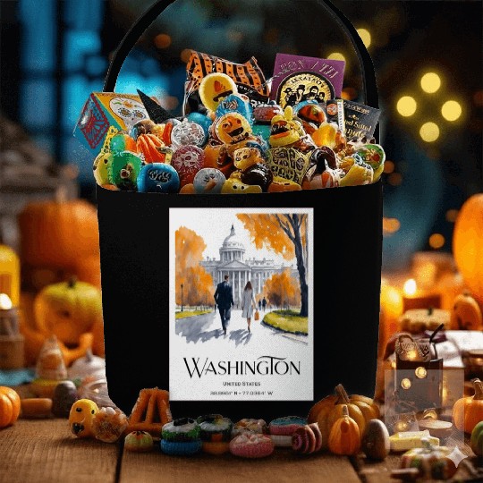 Watercolor painting loving couple in Washington DC Fabric Baskets