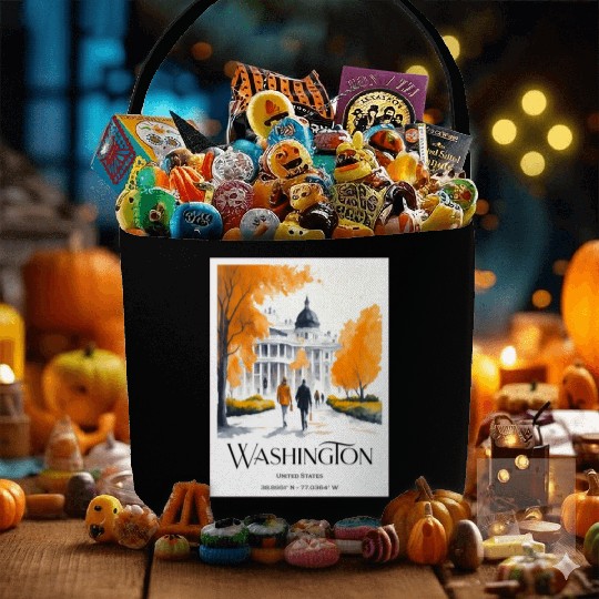 Watercolor painting loving couple in Washington DC Fabric Baskets