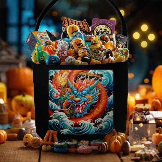 dragon pattern circle pentel color 4 Fabric Baskets