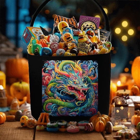 dragon pattern circle pentel color 6 Fabric Baskets