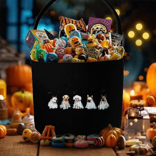 Halloween Dog Pitbull Golden Poodle Bulldog Ghost Fabric Baskets