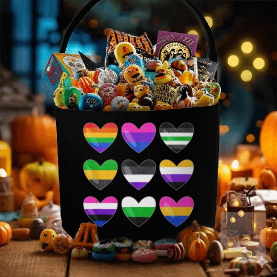 Lesbian And Gay Flag LGBTQ LGBT Rainbow Heart Fabric Baskets