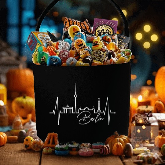 Berlin Skyline Heartbeat Germany Fan I Love Berlin Fabric Baskets