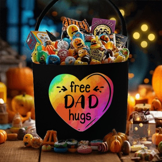 LGBTQIA LGBT Free Dad Hugs Rainbow Heart Gay Pride Fabric Baskets