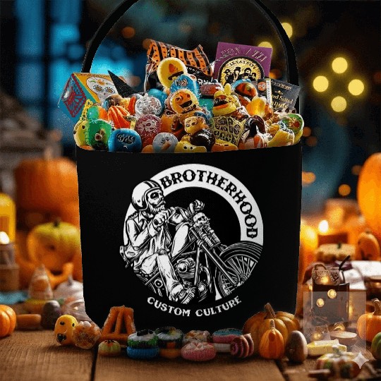 Riding brotherhood culture, skeleton riding a bike Fabric Baskets