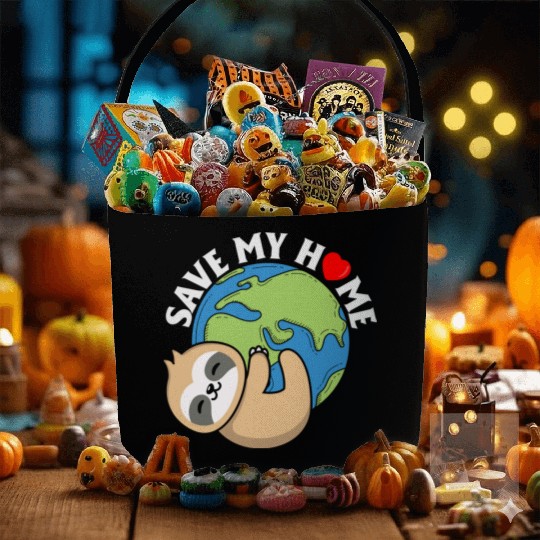 Save My Home Cute Sloth Lover Save Environment Fabric Baskets