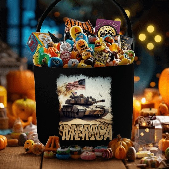 Patriotic Tank War Veteran US Army Patriot US Flag Fabric Baskets