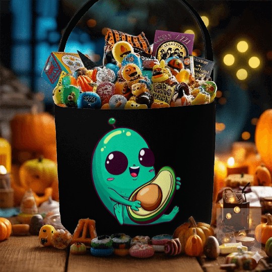 Cute Alien Avocado: Guitarist Extraterrestrial Fabric Baskets