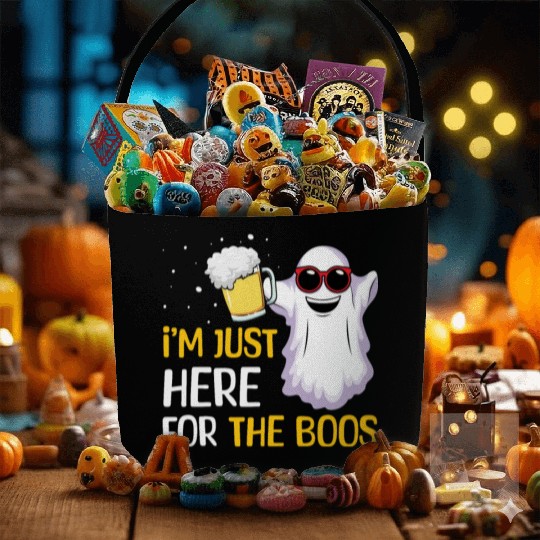 Funny Ghost Beer Lover Lazy Creepy Halloween Fabric Baskets