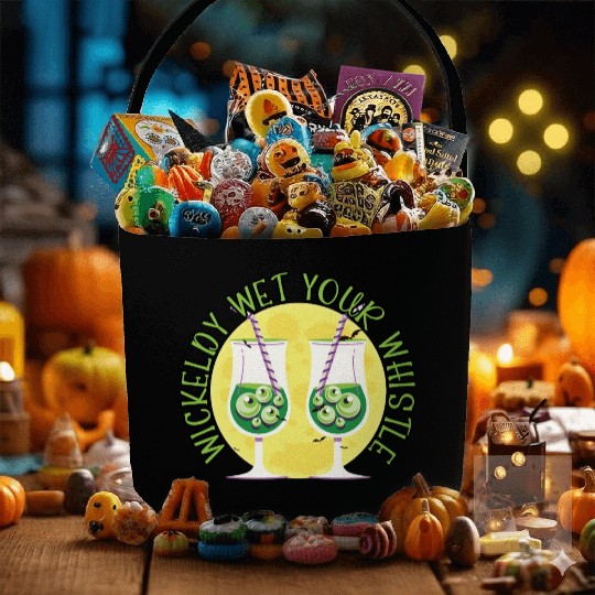 Wickedly Wet Your Whistle Bartender Halloween Fabric Baskets