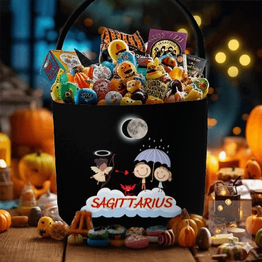 Zodiac Sign Sagittarius Astrology Angel & Bow Fabric Baskets