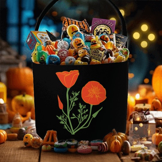 California Poppies on Clear Background Fabric Baskets