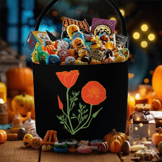 California Poppies on Clear Background Fabric Baskets