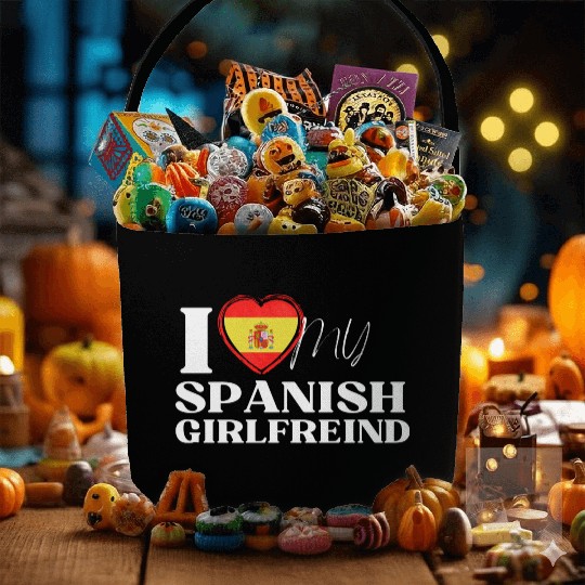 I Love My spanish Girlfriend Multi Nationality Shi Fabric Baskets
