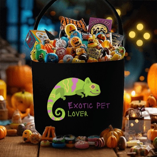 Green Chameleon Lizard Exotic Pet Lover Fabric Baskets