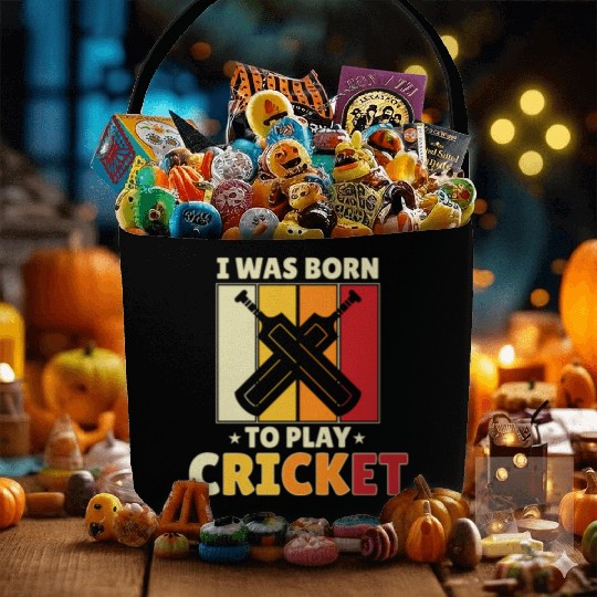 I Was Born To Play Cricket Fabric Baskets