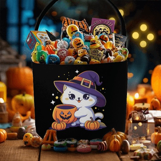Cute Cat Halloween 3 Fabric Baskets