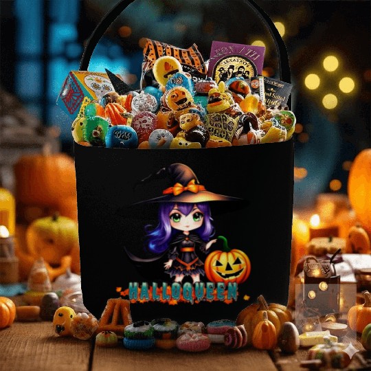 Hallo Queen Purple Fantastic Halloween witch desig Fabric Baskets